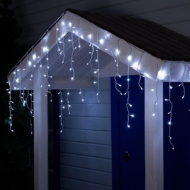 WAKAKA White Icicle Lights Outdoor, 66ft 800 LED Icicle Christmas Lights Indoor with Memory