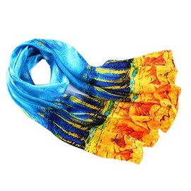 prettystern Women's Silk Scarf Van Gogh Painting Art Prints - Starry Night Rhône P693