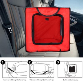 36 Inch Foldable Dog Crate for Large Dogs - Portable Travel Kennel with Mesh Windows & Waterproof Cover - Indoor Outdoor Pop-Up Dog Cage for Car, Camping (Red)