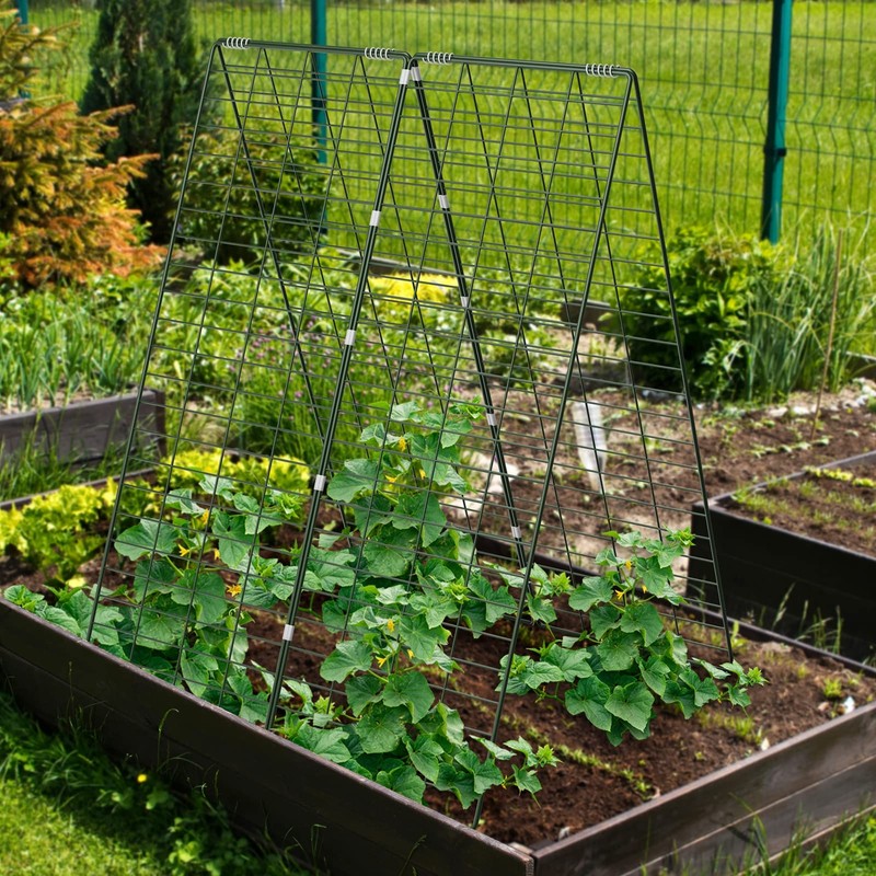 AGTEK 34" x 48" Foldable Cucumber Trellis with Garden Stakes