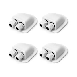 QWORK® 4 Pcs IP68 Solar Cable Entry Gland Waterproof ABS Solar Double Cable Entry Dual Cable Entry Housing for Solar Panels of RV, Caravan and Marine, White