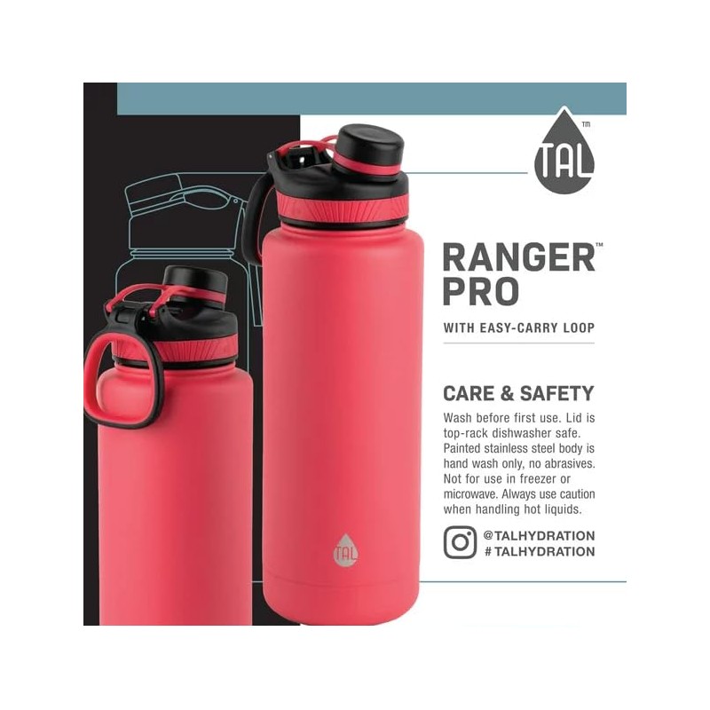 Tal Stainless Steel Ranger Water Bottle 40 fl oz (Pink)