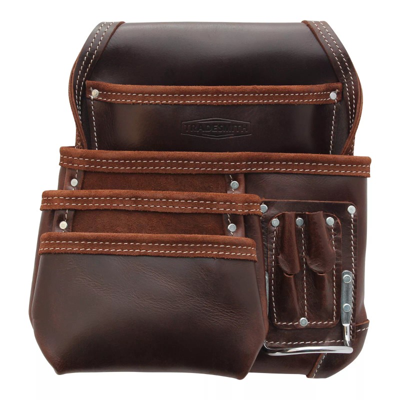 TradeSmith TS5229H- 7 Pocket Top Grain Leather Tool Pouch