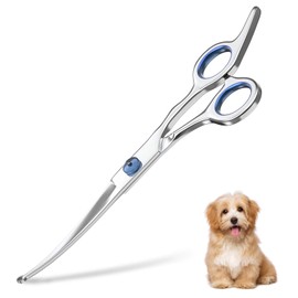 Pets vv 7.5" Curved Dog Grooming Scissors with Safety Round Tips, Light Weight Professional Pet Grooming Shears Stainless Steel for Dogs Cats Pets