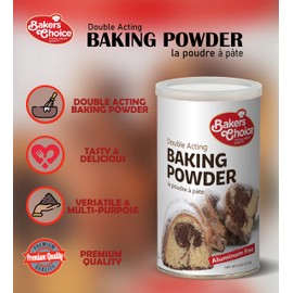 Double Acting Baking Powder, 8 oz. - Aluminum Free Baking Powder, Premium Grade, Vegan, Vegetarian, Kosher - By Baker’s Choice