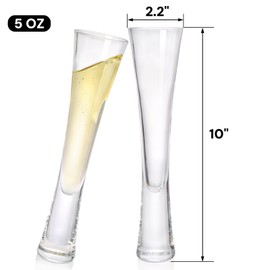 YIMITEE 2 Pack 5 Oz Champagne Flutes Glasses, Unique Elegant Sparkling Wine Glass, Ultra-long Shape Crystal Glassware Set for Prosecco, Mimosas, Cocktails, Birthday, Wedding, Parties, Wine Tasting