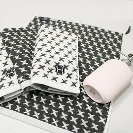 Songwol Towel Golf Towel Reel Golf Ball Towel (X Ring), Gray + Pink Reel / 송월타올 골프수건 릴 골프공 타올(엑스고리), 회색+핑크릴