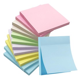 (12 Pads) Sticky Notes 76 x 76 mm Post, Sticky Notes Pastel Post Stickies Colourful, Sticky Notes for Labelling, Super Sticking Power Memo Pads Sticky Notes for School, Home, Office, 60 Sheets/Books