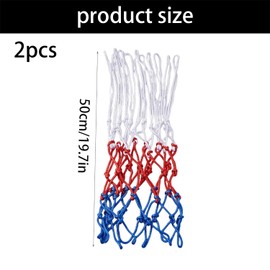 2 PCS Heavy Duty Basketball Net 12 Loops,Tri-Color Basketball Net Replacement,Nylon Braided Duty Nets Durableand Strong Replacement Basketballs Nets Accessories,for Indoor and Outdoor Use