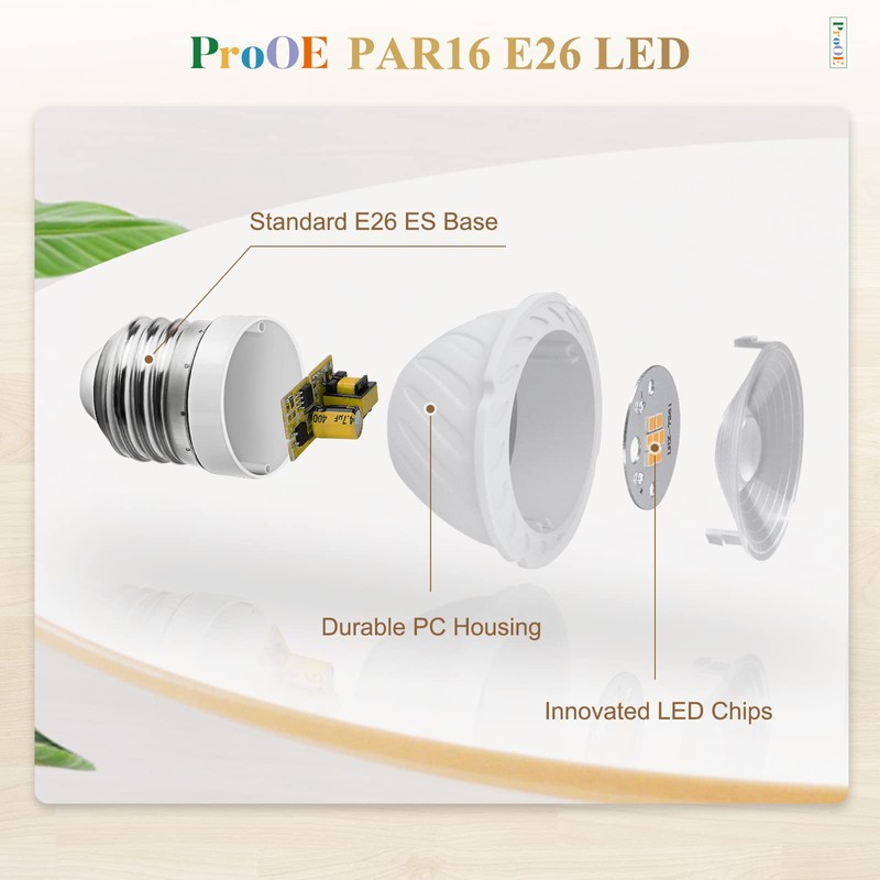 DiCUNO PAR16 LED Bulb 5W, 50W Halogen Equivalent, 3000K Warm