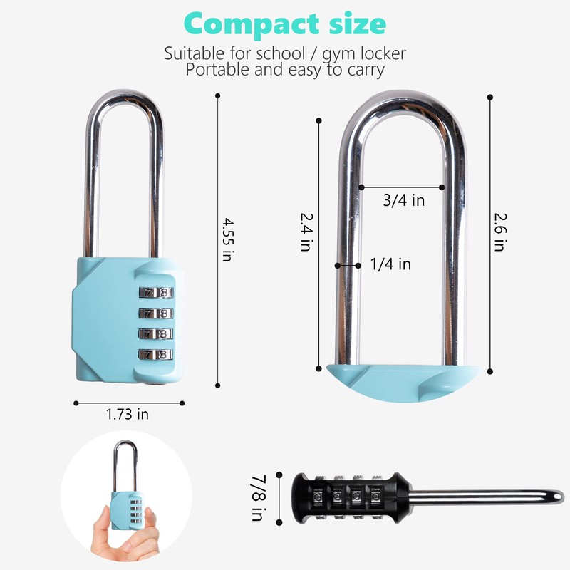 KAWAHA CL21AS 2.6 Inch Long Shackle Combination Lock, 4 Digit