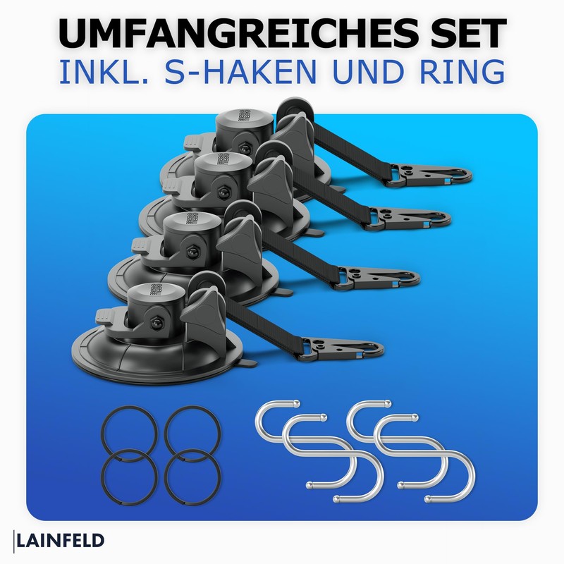 LAINFELD Suction Cup Hooks, Set of 4 with Lobster Clasp