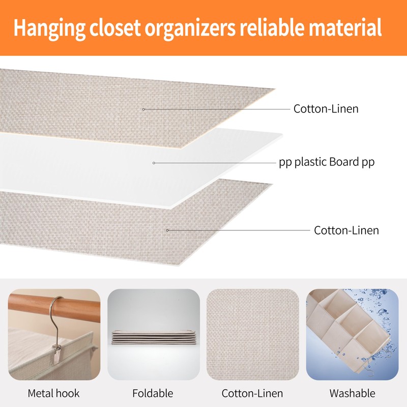tulinstiraga Large Hanging Sweater Organizer for Closet,Collapsible 6-Shelf Hanging Closet