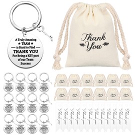 Yinkin 36 Pcs Employee Appreciation Gifts for Coworker Include Thank You Coworker Keychain Drawstring Bags Thank You Cards(White)