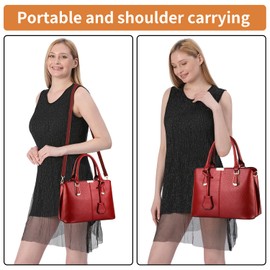 ACNCN Womens Satchel Handbag Tote Purse Top Handle Shoulder Bags Ladies Tote Bag Casual for Outdoor Working(Burgundy)