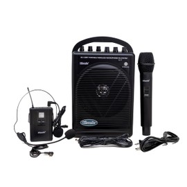 HISONIC HS120BT HL Portable PA System with Wireless Microphones and Lithium Rechargeable Battery and Car Cable Bluetooth Connected with Cell Phones and Pads Black