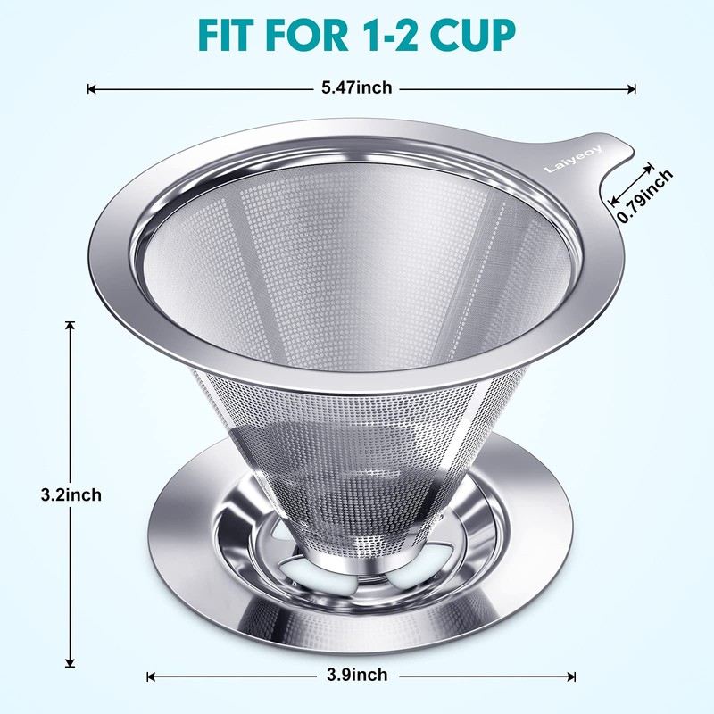 Laiyeoy Pour Over Coffee Dripper, Slow Drip Paperless Coffee Filter,