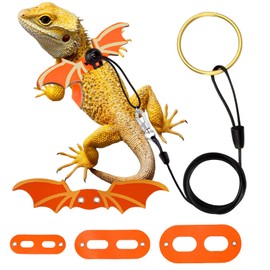 Bearded Dragon Lizard Harness and Leash,3 Size Pack Leather Dinosaur Wing Reptile Safety Walking Leash Harness Set for Bearded Dragon Lizard Costume