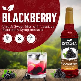 Syruvia Blackberry Syrup, Flavored Syrup for Drinks, Cocktails, Lemonades, Iced Teas, and Desserts – 25.4 fl oz