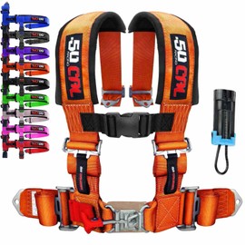 50 Caliber Racing 3 Inch 4 Point Harness w/Bypass works w/Can-Am UTV and Off Road Vehicles (Orange) [6010 CB 5999C]