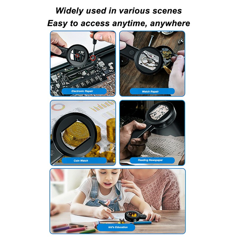 Digital Magnifier 50X with 2 Lighting Modes Handheld 2inch IPS