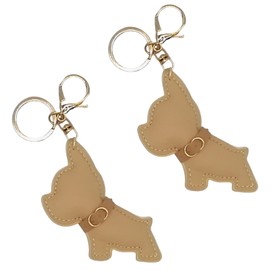 APOSITIV Dog Key Chain Cute Key Ring 3D Soft Key Charm Bag Accessory Set of 2, Beige Set of 2