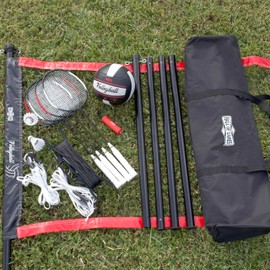 Hall of Games 32-ft Outdoor Volleyball and Badminton Net with Carrying Bag Accessories Set and Adjustable Steel Poles Perfect for Parties