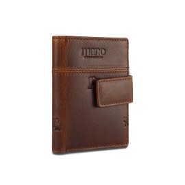 mano Don Leon Card Holder Wallet - Men's Leather Credit Card Wallet - Credit Card Holder Wallet, Brown, Mid - Brown, Classic