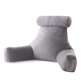 Linenspa Shredded Foam Reading Pillow with Neck Support - Extra Large Design for Adults - Perfect for Back Support While Relaxing, Gaming, Reading, or Watching TV - Soft Velour Cover