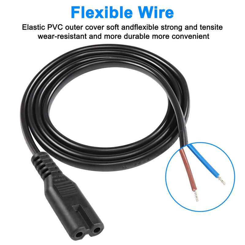 MEIRIYFA IEC320 C7 Power Cable Pigtail Cord,C7 Female Plug Bare