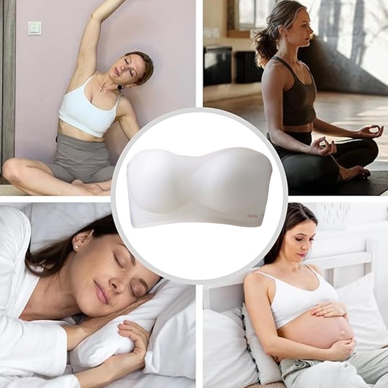 Mayoii Seamless Strapless Push-Up Bra, Stretchy Non-Slip Tube Top, Invisible