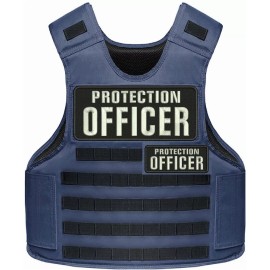 Protection Officer Embroidery Patch 4x10 &2x5 Velcr@ On Back Silver On Black