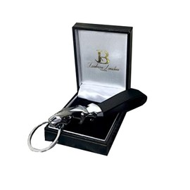 IzuBizu London Unisex Stainless Steel Leather Leopard Head Keyring Cat Animal Jaguar Car Key Bag Accessory Christmas Chain