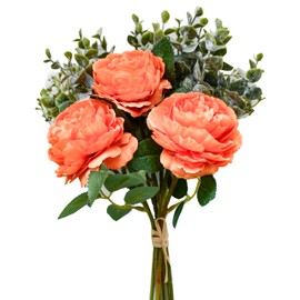 Mandy's 9pcs Orange Artificial Silk Fake Fall Flowers Arrangements Peony Bouquet for Mother's Day Wedding Bridal Shower Centerpieces Party Home Decor Thanksgiving Decorations Christmas Centerpiece