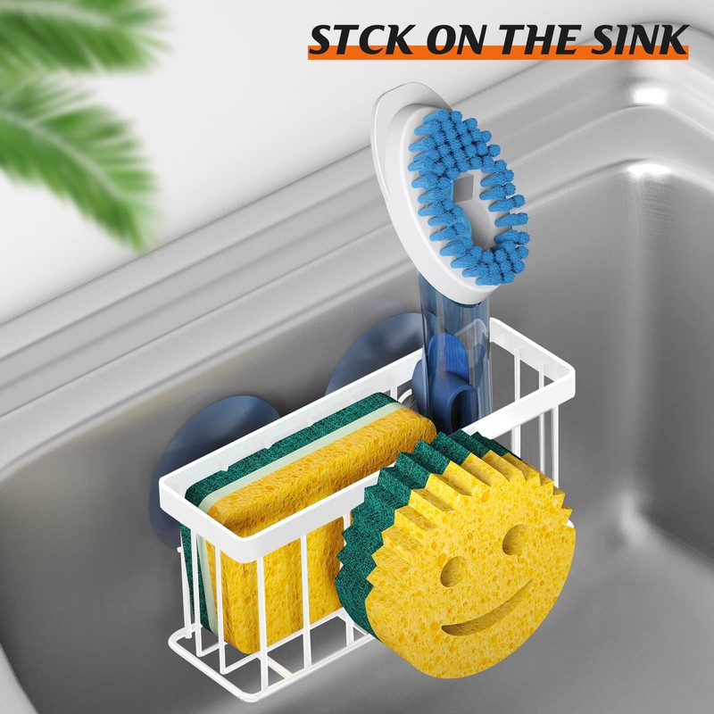 MURLONG Sponge Holder Smiley Face, Sink Caddy for Kitchen Sink,