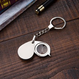 Healeved 2pcs Mini Portable Foldable Pocket Magnifier Keychain Loupe Magnifier for Reading Jewelry Stamps and More Compact Eye Loupe Keyring