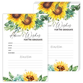HOUSPEAK Sunflower Graduation Advice and Wishes Cards for Junior College University Masters High School Grad Celebration or Announcement, 20 Set Graduate Advice Cards, Grad Party Supplies - B03