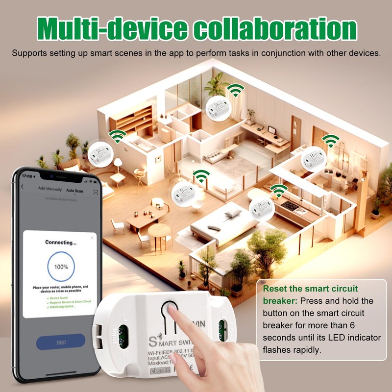 DEWIN 10A Smart WiFi Wireless Light Switch, 1PC WiFi Remote