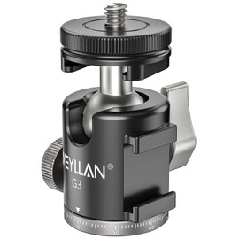 WEYLLAN G3 Free Head Mini Ball Head with Cold Shoe, Dual Lock Knob Design, Load Capacity 6.6 lbs (3 kg), 360° Panoramic Compatible, Camera Tripod, Microphone, Light, Aluminum Alloy, Compatible with