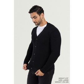 X RAY Mens Cardigan Sweater, Long Sleeve Slim V-Neck Soft Button Down Cardigan Sweaters for Men, Ribbed Black, 6X-Large