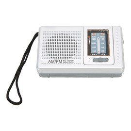 AM FM Radio Battery Operated Built in Speaker Portable Pocket Radio for Outdoor Travel Silver Grey