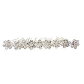 Jewellery of Lords 10 Sparkling White Crystal Flower Wedding Bridal Bride Prom Hair Bobby Silver Pin