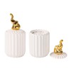 Tonxus Qtip Holder Dispenser with Lids,White Ceramic Cute Apothecary Jar
