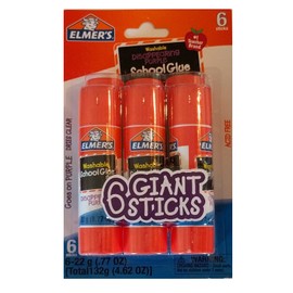 Elmer's Washable Disappearing Purple School Glue, 6 Giant Sticks (Pack of 1)
