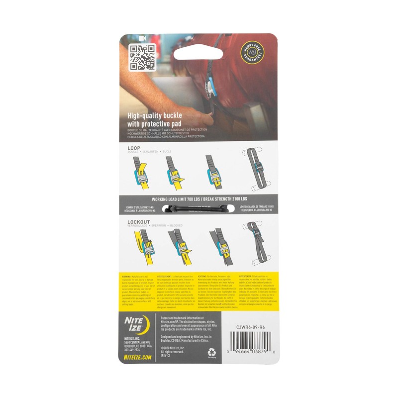 Nite Ize Unisex's Camjam Tie Down Strap 6 Ft, Blue/Black