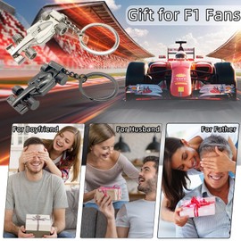 F1 Keychain (Silver and Black 2-Pack), Cool 3D Metal Racing Car Model Keychain, Can Be Given as a Gift to Boyfriend, Husband, Father, Driver and All Fans Who Love F1