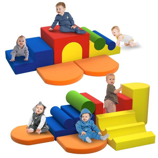 ﻿Climbing Toys for Toddlers, 8-Piece Colourful Foam Climbing Blocks for
