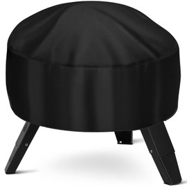 KISEER Fire Pit Cover Heavy Duty 420D Waterproof Round Fire Pit Bowl Cover with Thick PVC Coating Drawstring, 38 Inch Black