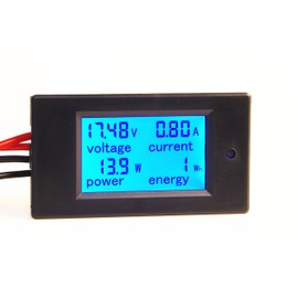 KNACRO DC 6.5-100V 20A Voltage Amperage Power Energy Meter DC Volt Amp Tester Gauge Monitor LCD Digital Display with Blue Backlight Measuring Volts Current with Built-in Shunt