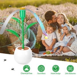 Fly Fans for Tables, Fly Repellent Fans Indoor Outdoor Food Fans Keep Flies Away, Fly Spinner Table Top with Holographic Blades, Bug Fans for Picnic, Party, BBQ (White&Green, 1Pack)